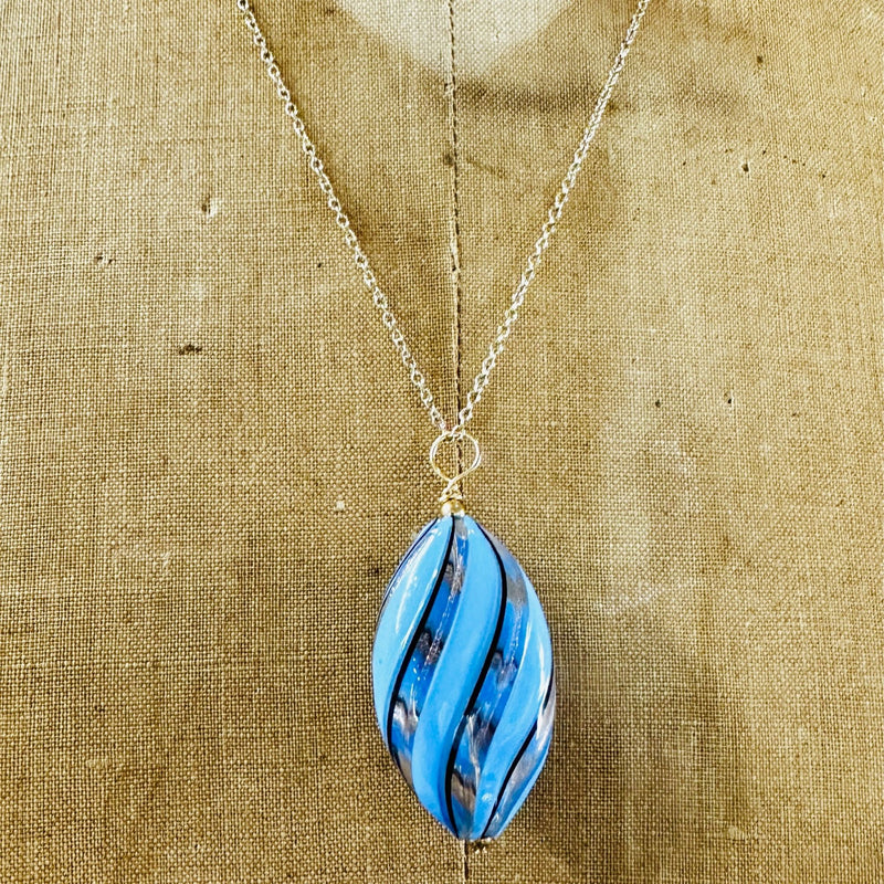 Hand Blown Murano Glass Bulb Pendant Necklace