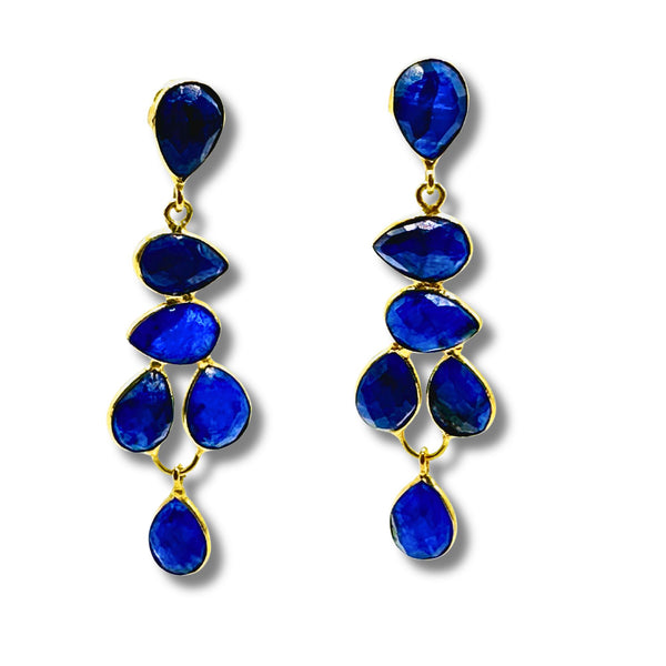 Blue Lapis Bezel Set Earrings