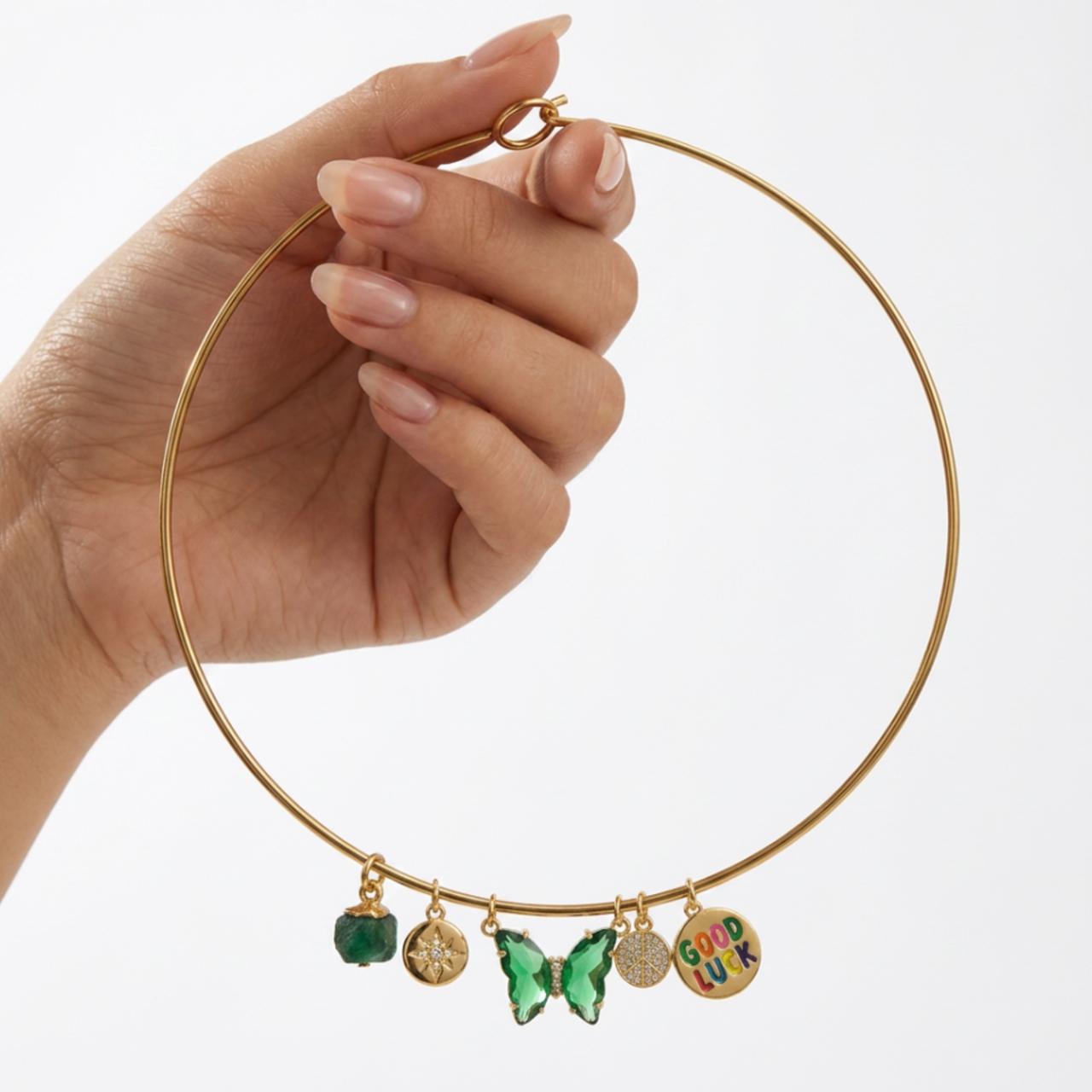 Summer of Change Collar Necklace | 16" Brass Plated Charm Necklace