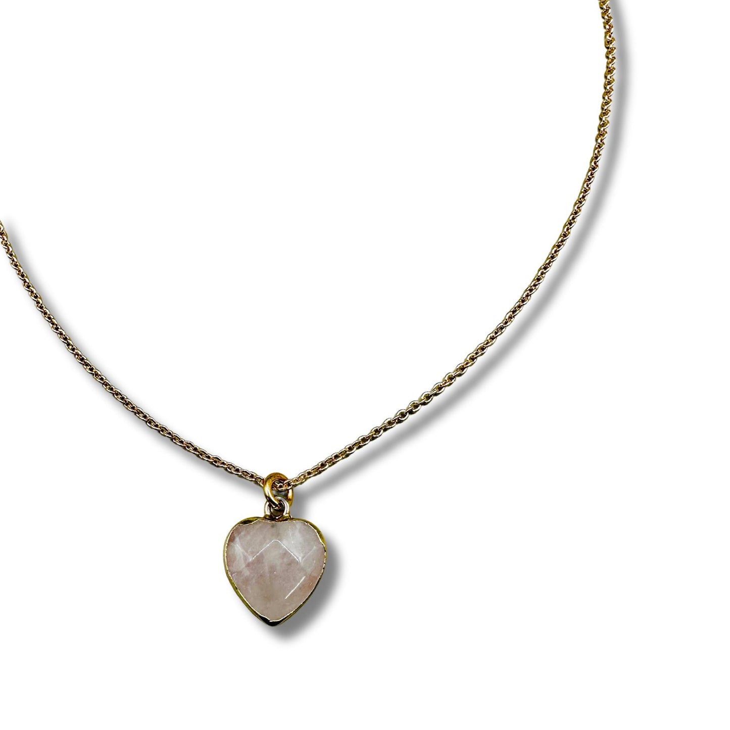 Rose Quartz Electroformed Heart Pendant Necklace