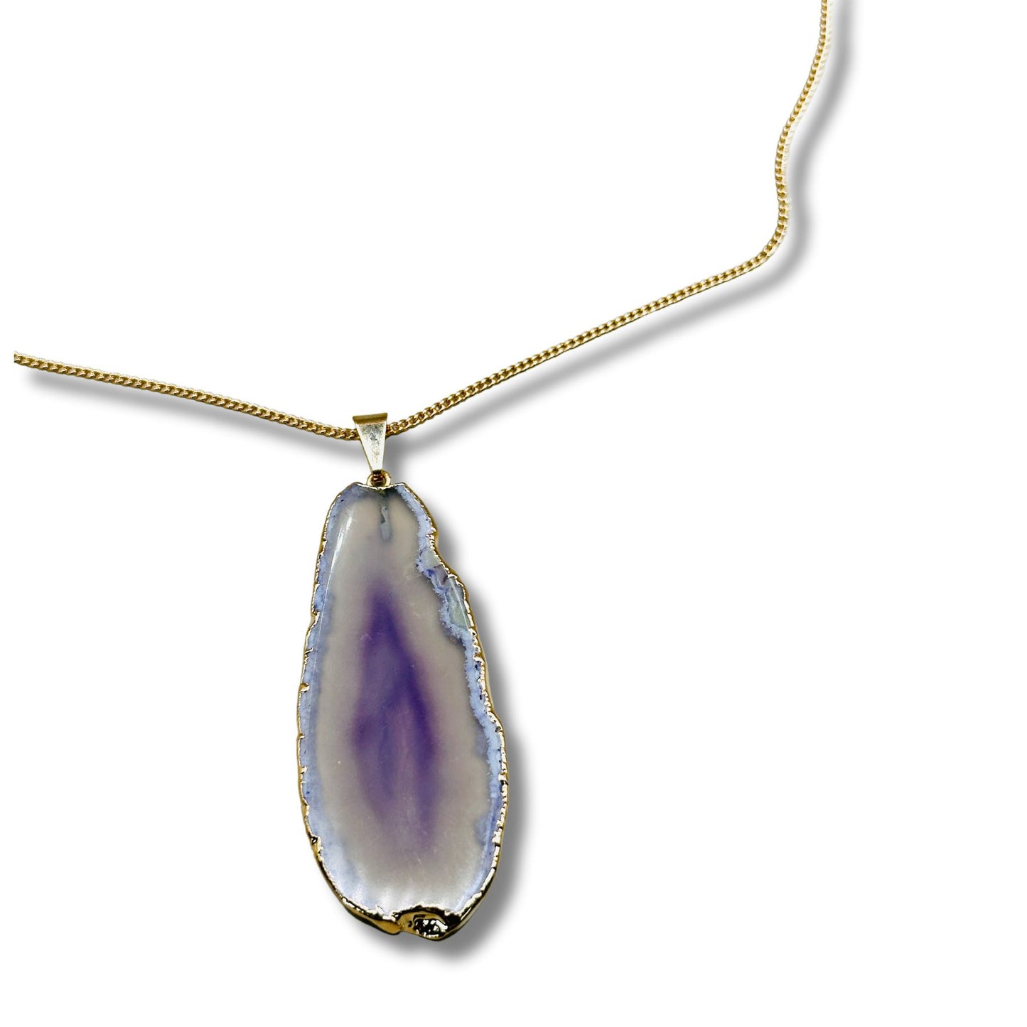 Electroformed Lavender Agate Slice Necklace