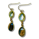 Light Yellow Lemon Quartz with Smokey Topaz Dangle Drop Earrings