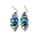 Statement Radiant Blues and Clear AB Rhinestone Drop Earrings
