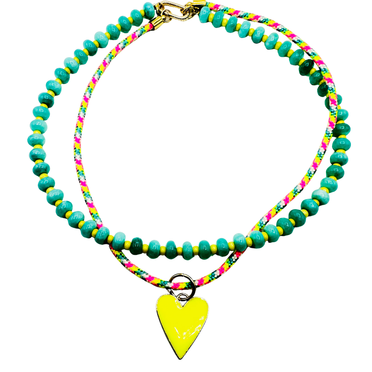 Neon Heart Beaded Convertible Necklace – 16"