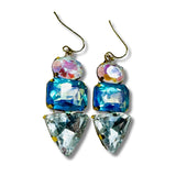 Statement Radiant Blues and Clear AB Rhinestone Drop Earrings