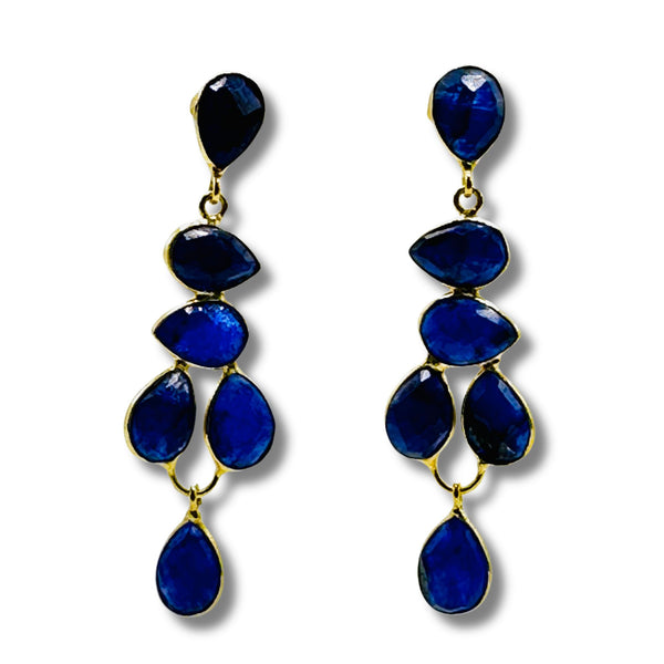 Blue Lapis Bezel Set Earrings