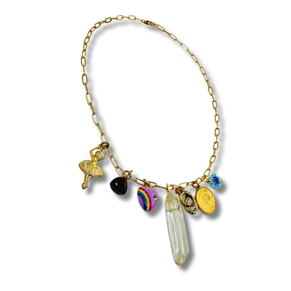 Mystical Crystal Dancing in the Dark Charm Conversation Necklace