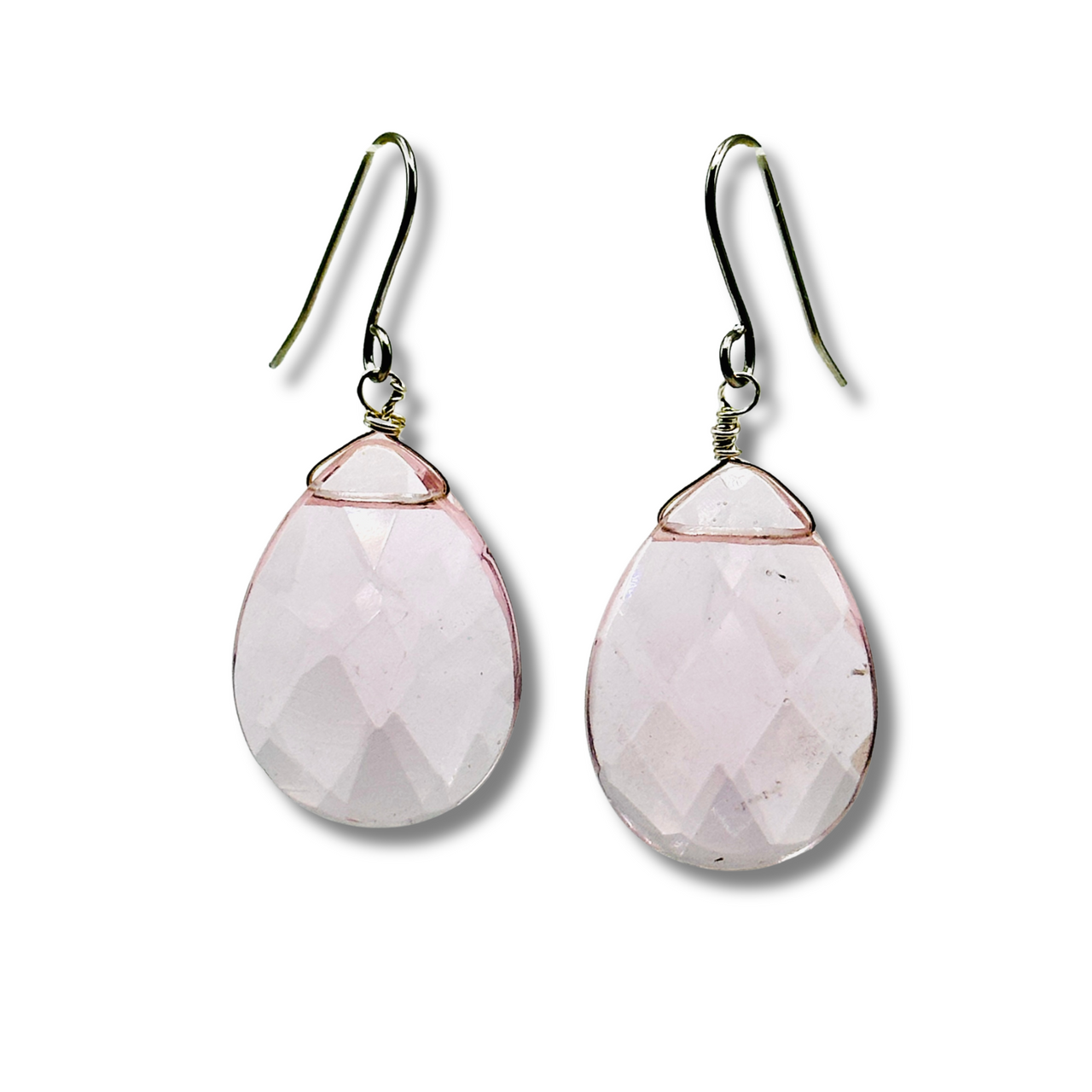 Rose Quartz Briolette Drop Earrings