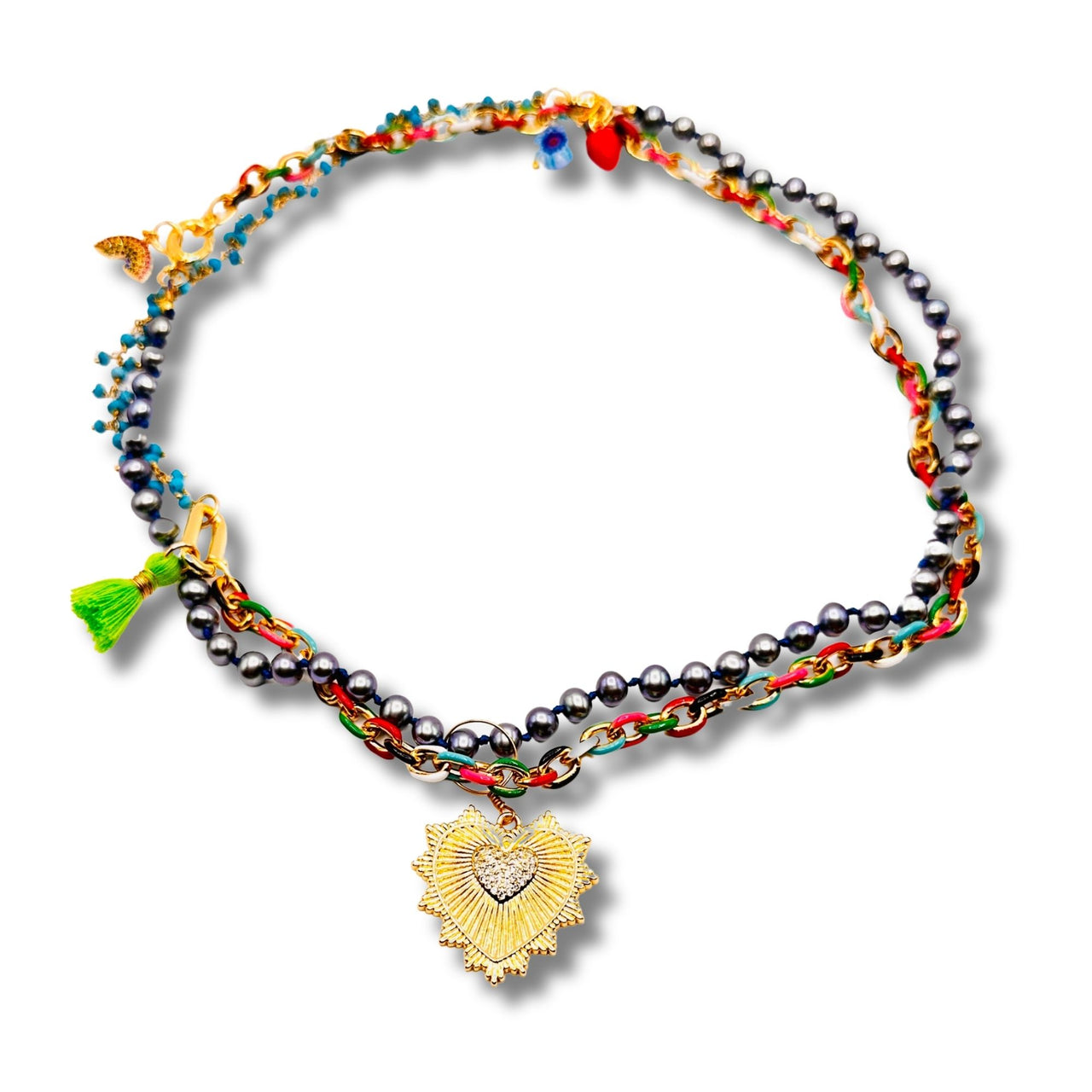 Colorful Rainbows Chain Convertible Necklace, Bracelet, Layering Piece