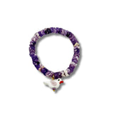 Amethyst Snake Beads with Glass White Bird Charm