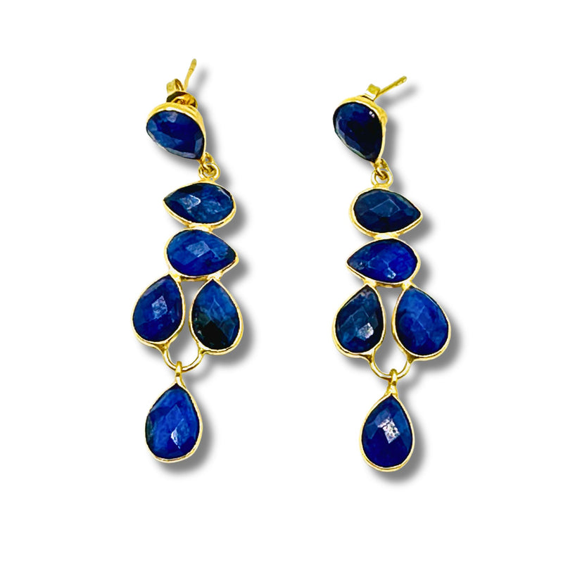 Blue Lapis Bezel Set Earrings