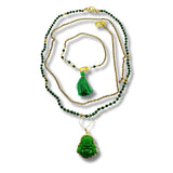 Malachite buddha Resort Chain Convertible Necklace, Bracelet, Layering Piece