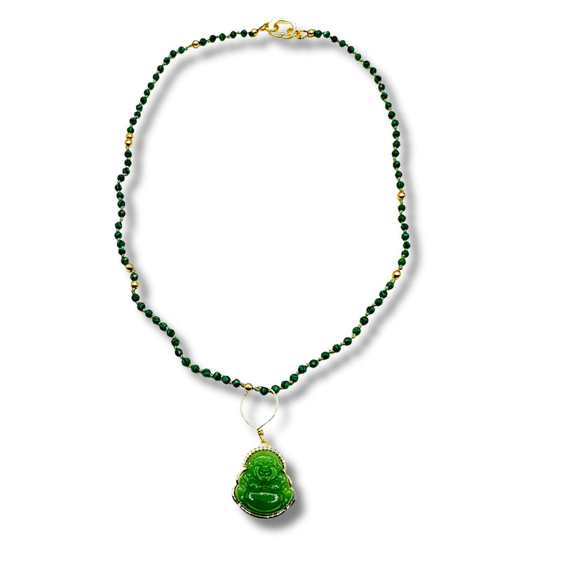 Malachite buddha Resort Chain Convertible Necklace, Bracelet, Layering Piece