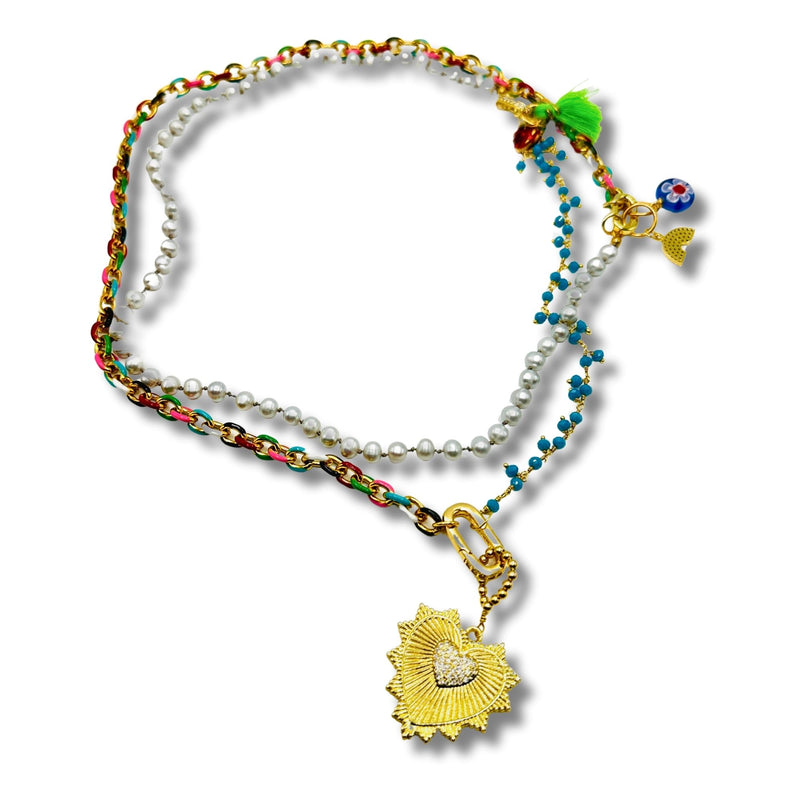 Colorful Rainbows Chain Convertible Necklace, Bracelet, Layering Piece