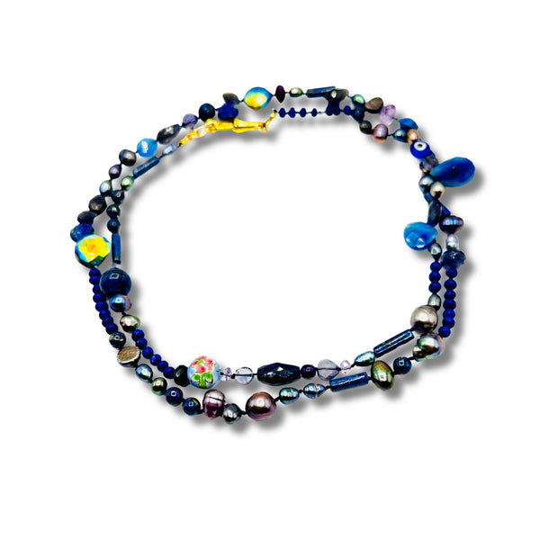 Genuine Blue Gemstones 36" Necklace, or Bracelet Hand Knotted