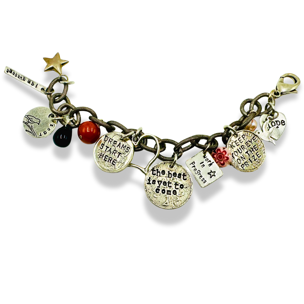 Dreams Start Here Handmade Sterling Silver-Plated Charm Bracelet
