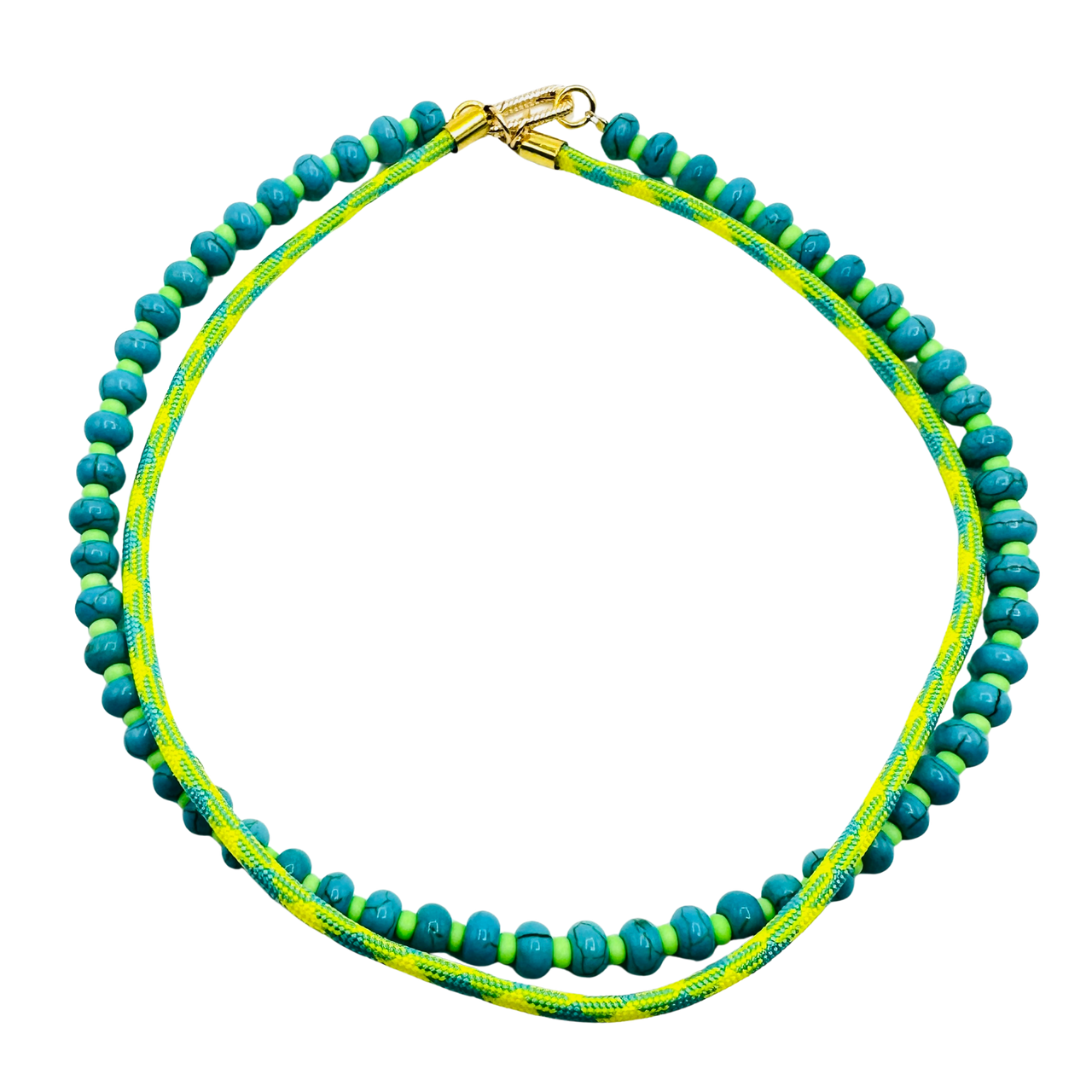 Turquoise Howlite Heart Convertible Necklace,  Removable Pink Enamel Charm, Handmade 5-in-1 Necklace