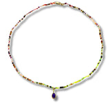 Dainty Multi Gemstone Mix Necklace with Amethyst Pendant