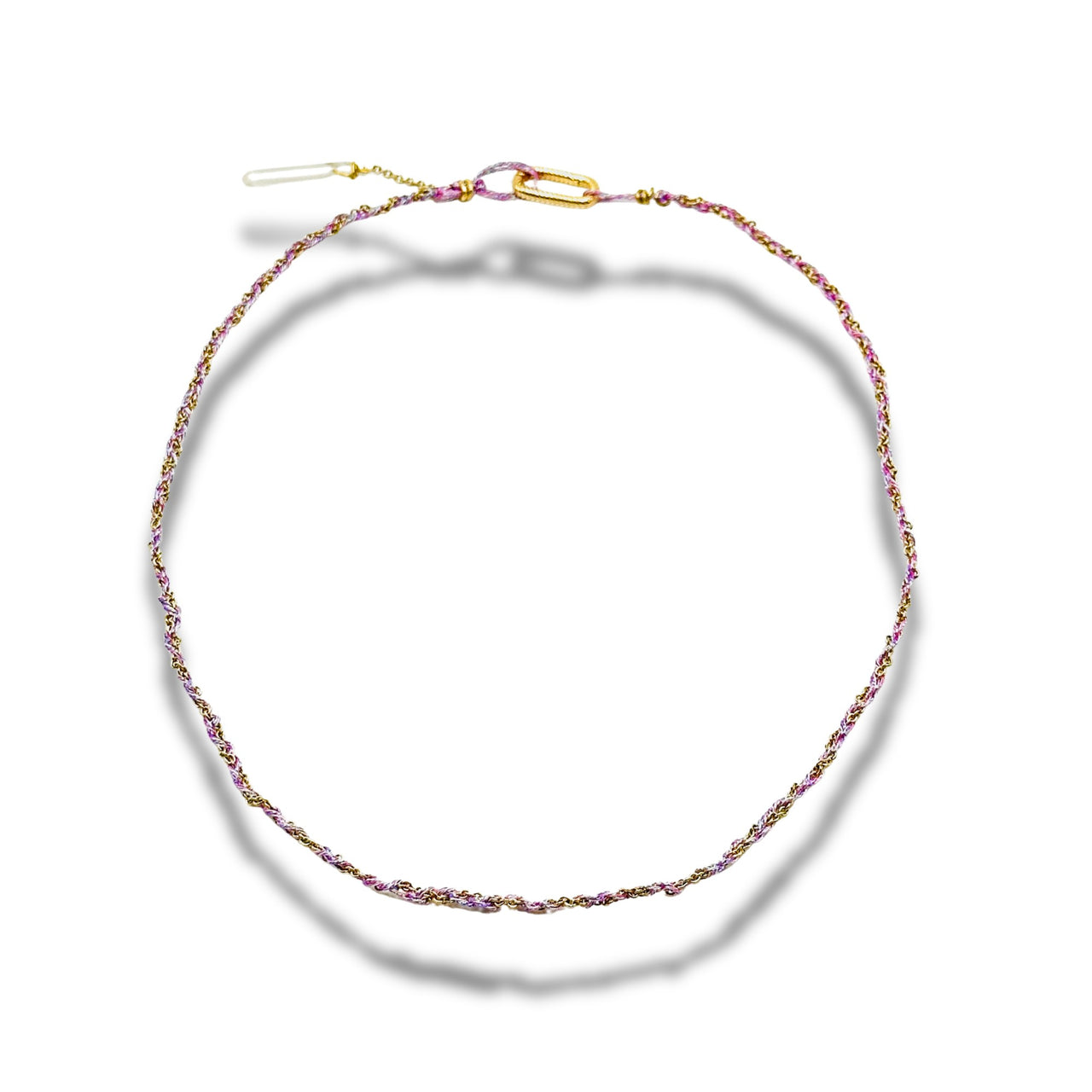 Summer Solstice Moon Lavender Hand Braided Chain Necklace with Crystal