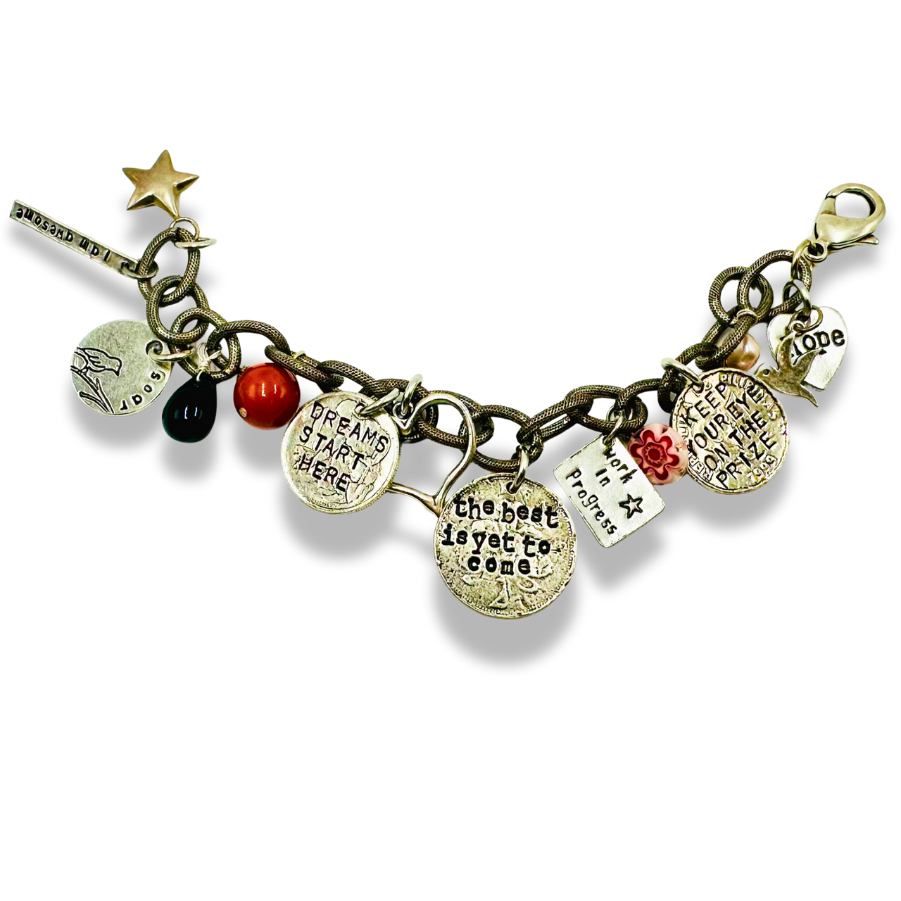 Dreams Start Here Handmade Sterling Silver-Plated Charm Bracelet