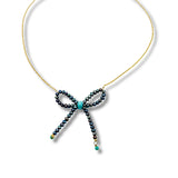 Genuine Blue Pearl Beaded Bow Necklace