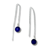 Sapphire Glass Bezel Drop Sterling Silver Threader Earrings