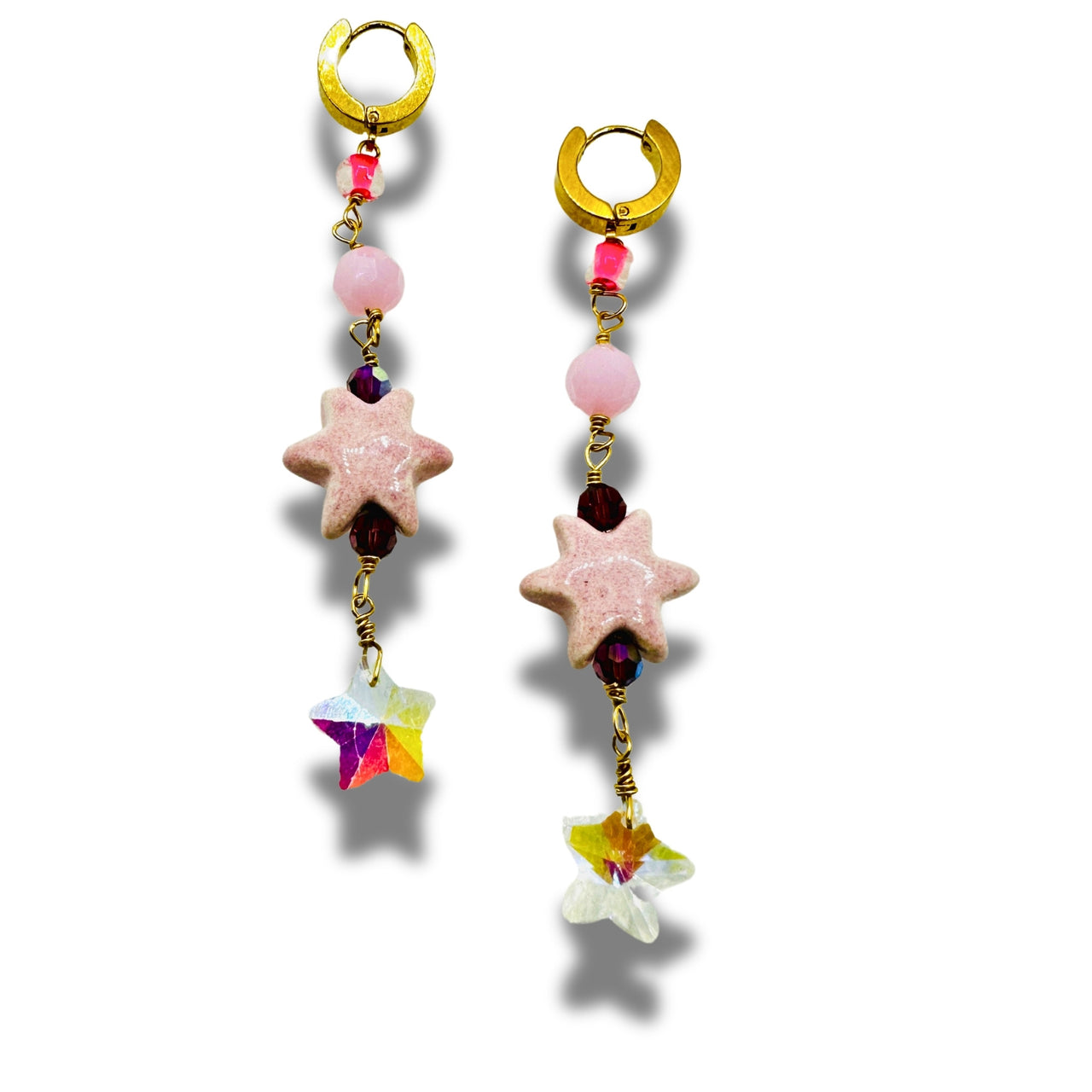 Be A Star of Pinks Dangle Drop Duster Earrings