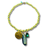 Multi Color Convertible Necklace and Bracelet Combination with Genuine Coin and Evil Eye