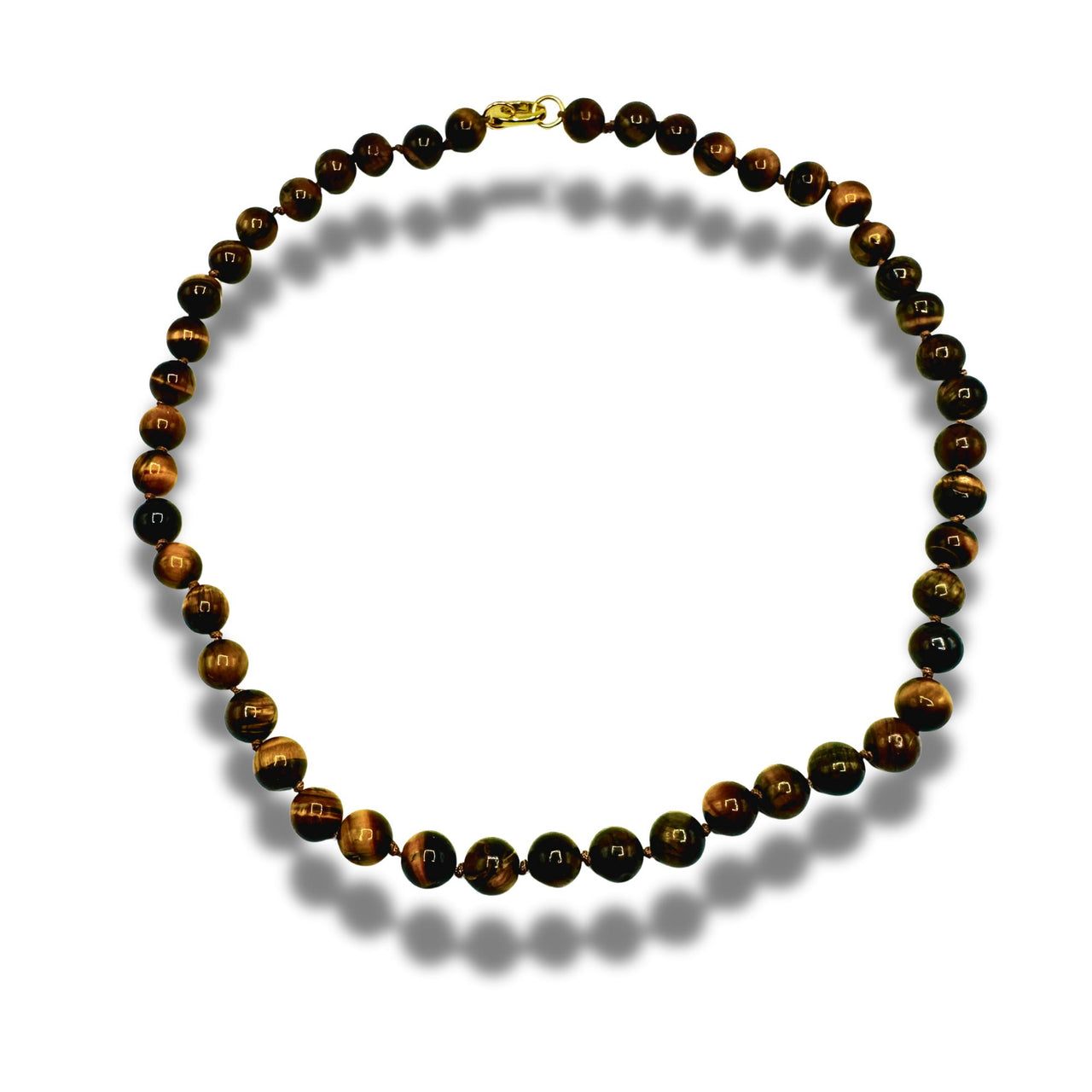 Hand-Knotted Tigers Eye Gemstone Necklace with Interchangeable Pendant Clasp