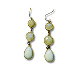 Rainbow Moonstone, White Quartz Genuine Stone Drop Earrings