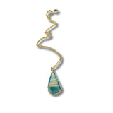 Electroformed Agate Slice Necklace Green/Blue Hues