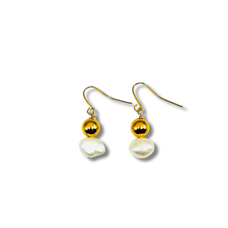 Gold and Freshwater Pearl Drop Earrings