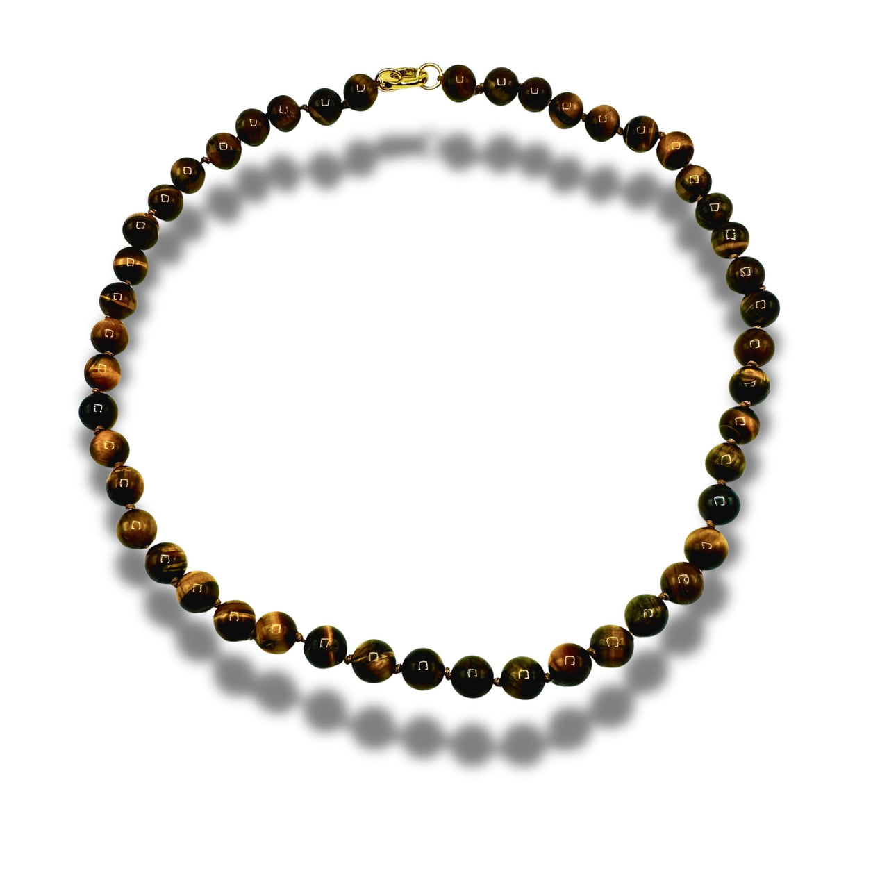 Hand-Knotted Tigers Eye Gemstone Necklace with Interchangeable Pendant Clasp
