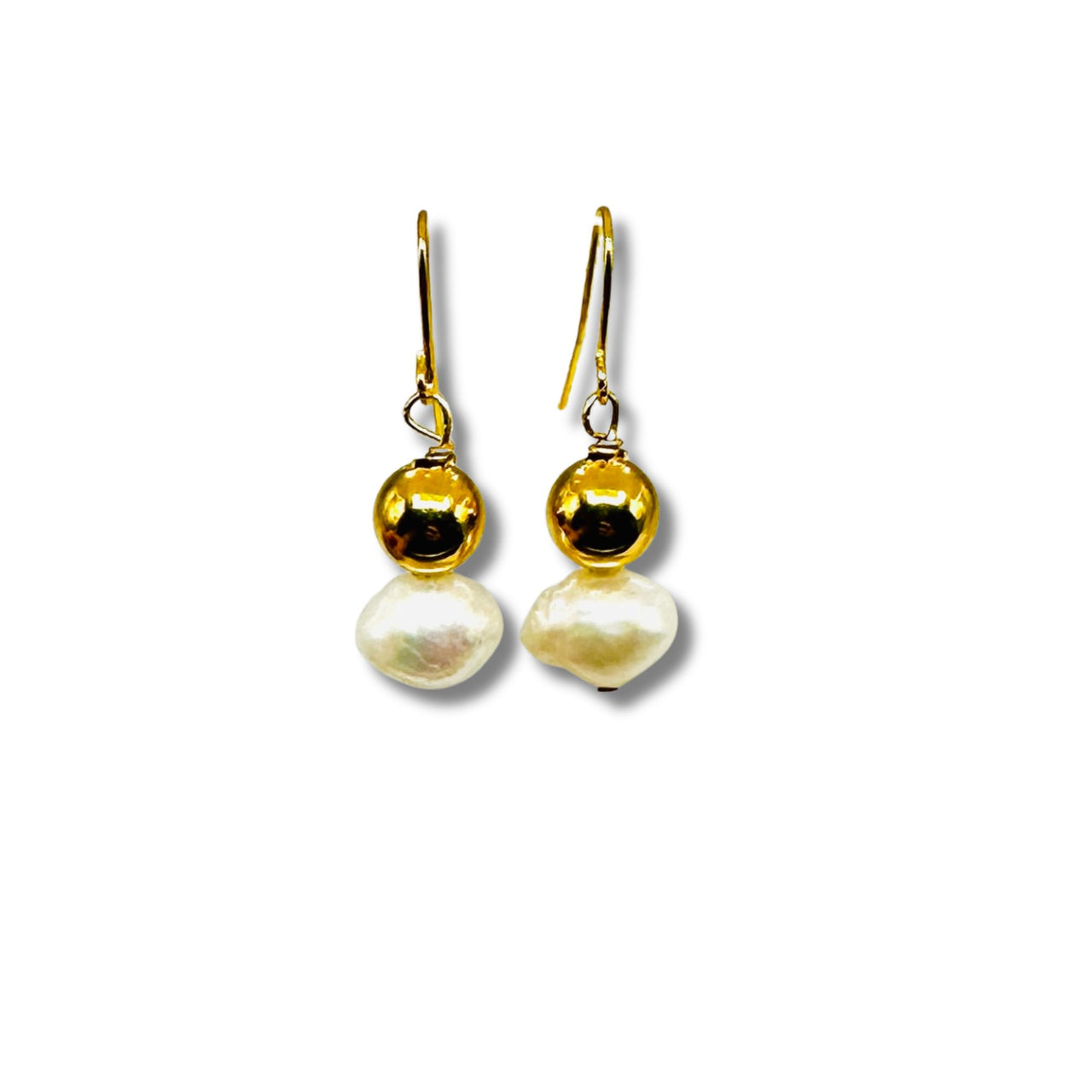 Gold and Freshwater Pearl Drop Earrings