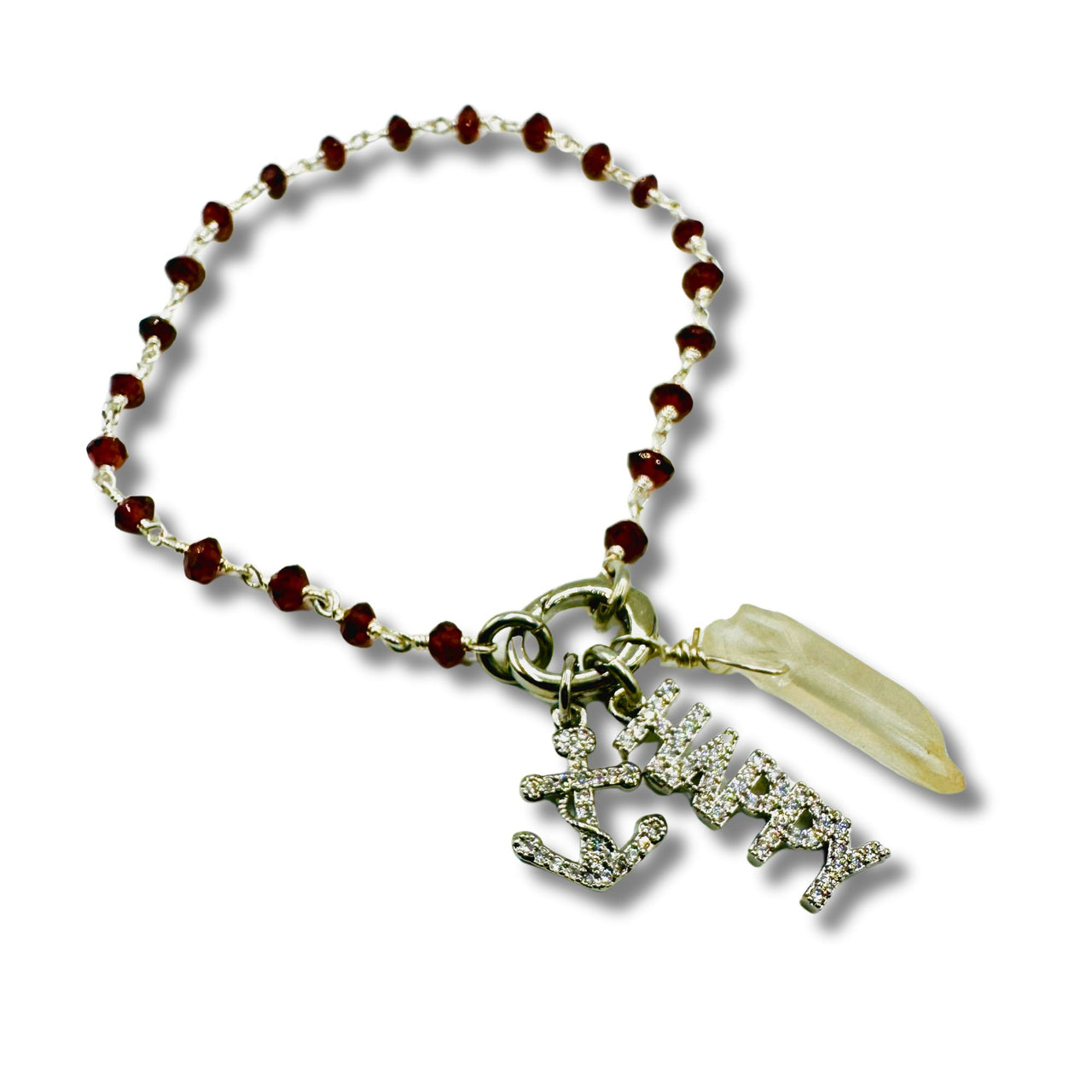 Red Garnet Happiness Removable Charm Bracelet