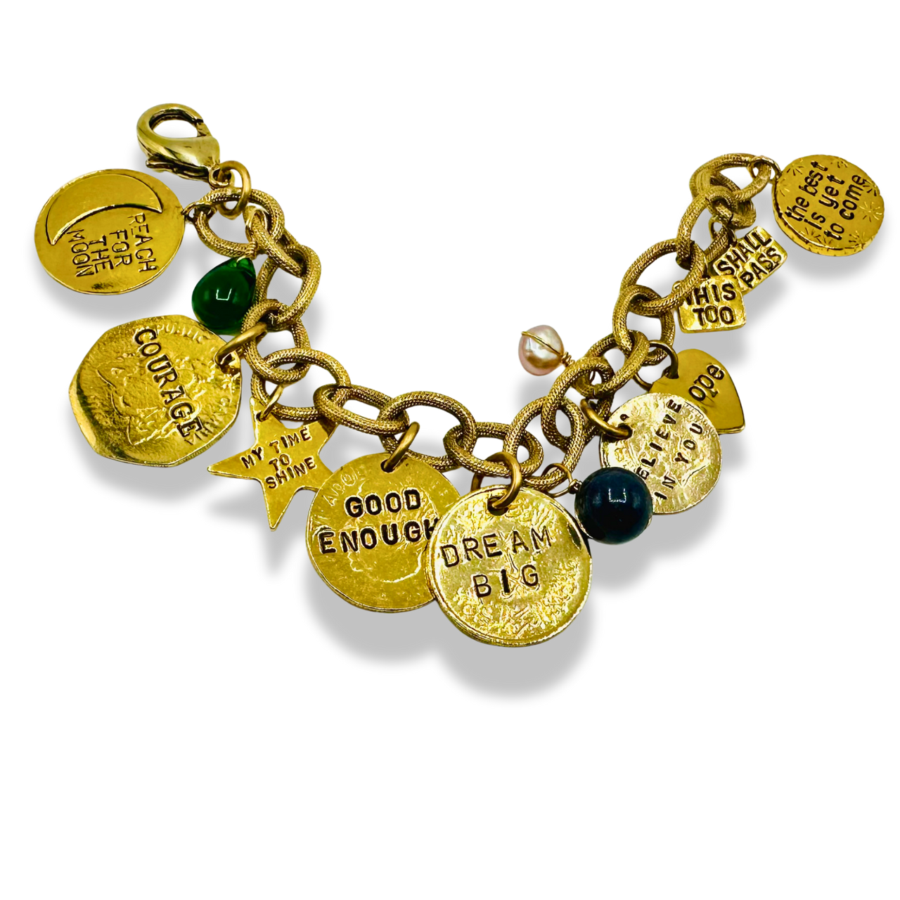 Dream Big & Shine Handmade Gold Charm Bracelet
