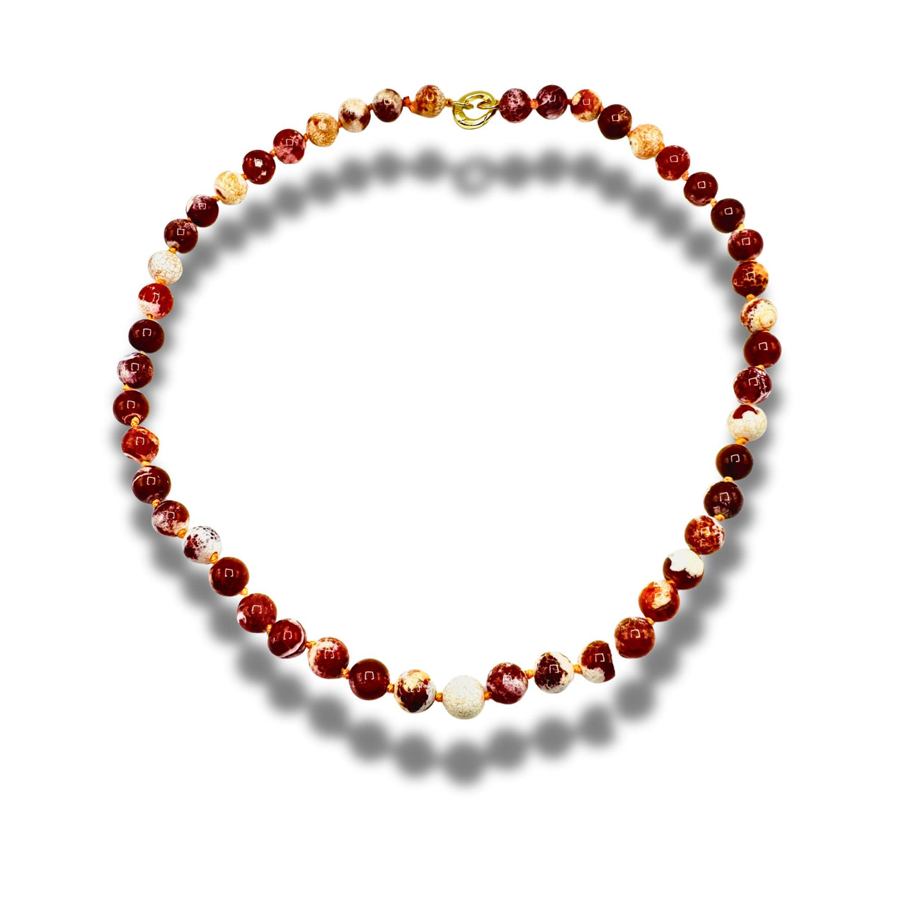 Hand-Knotted Tigers Eye Gemstone Necklace with Interchangeable Pendant Clasp
