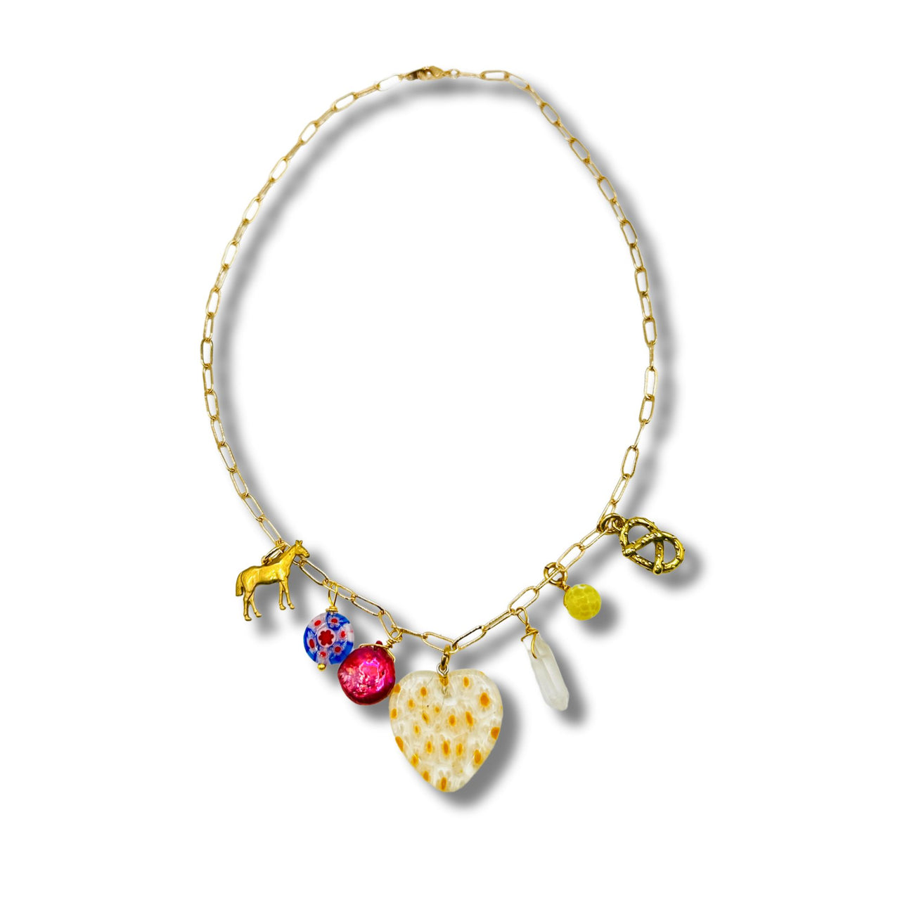 Millefiori Heart Charm Conversation Necklace