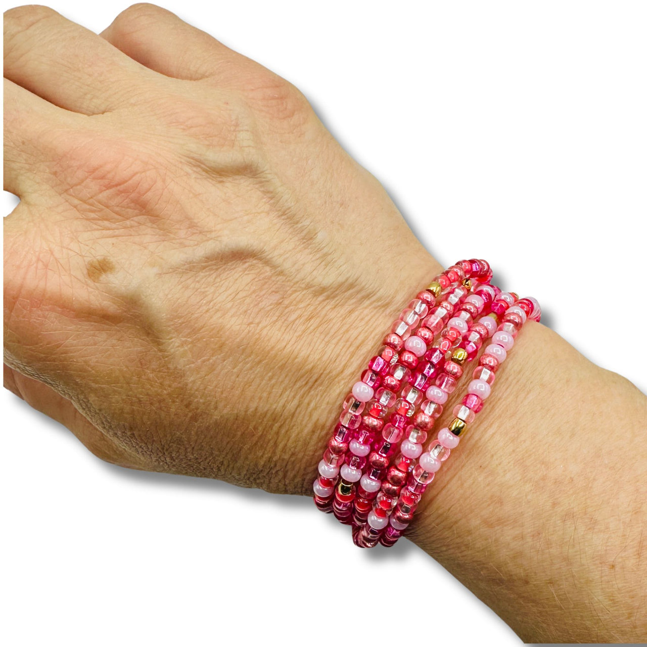 Pretty in Pink Bracelet, Necklace and Anklet Wrap Handmade