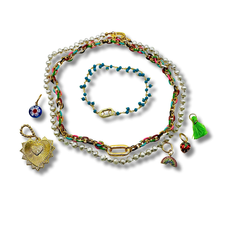 Colorful Rainbows Chain Convertible Necklace, Bracelet, Layering Piece