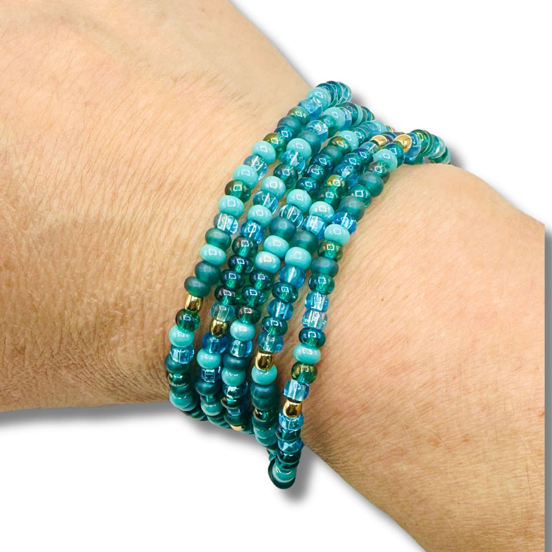 Turquoise Waters Bracelet, Necklace and Anklet Wrap Handmade