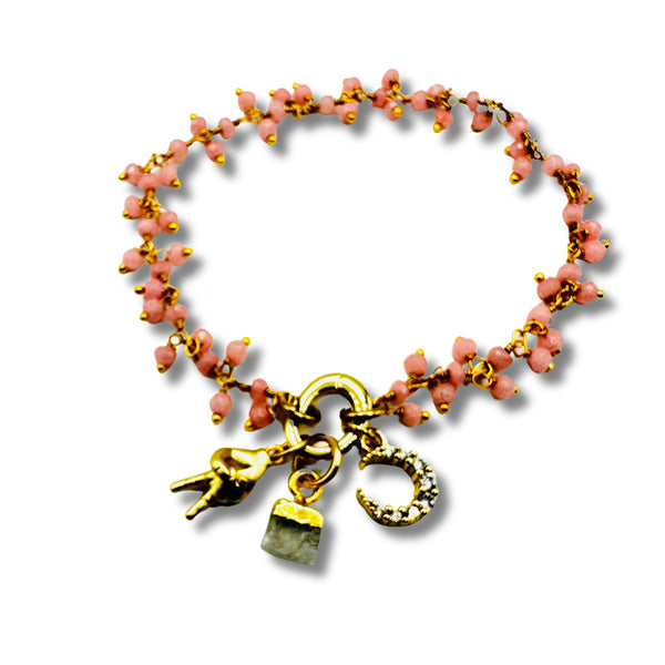 Pink Opal Peace of Mind Removable Charm Bracelet