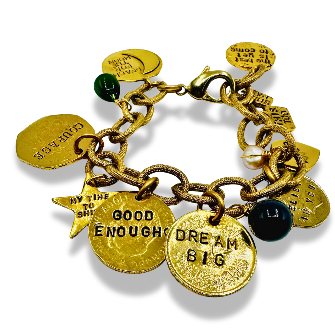 Dream Big & Shine Handmade Gold Charm Bracelet