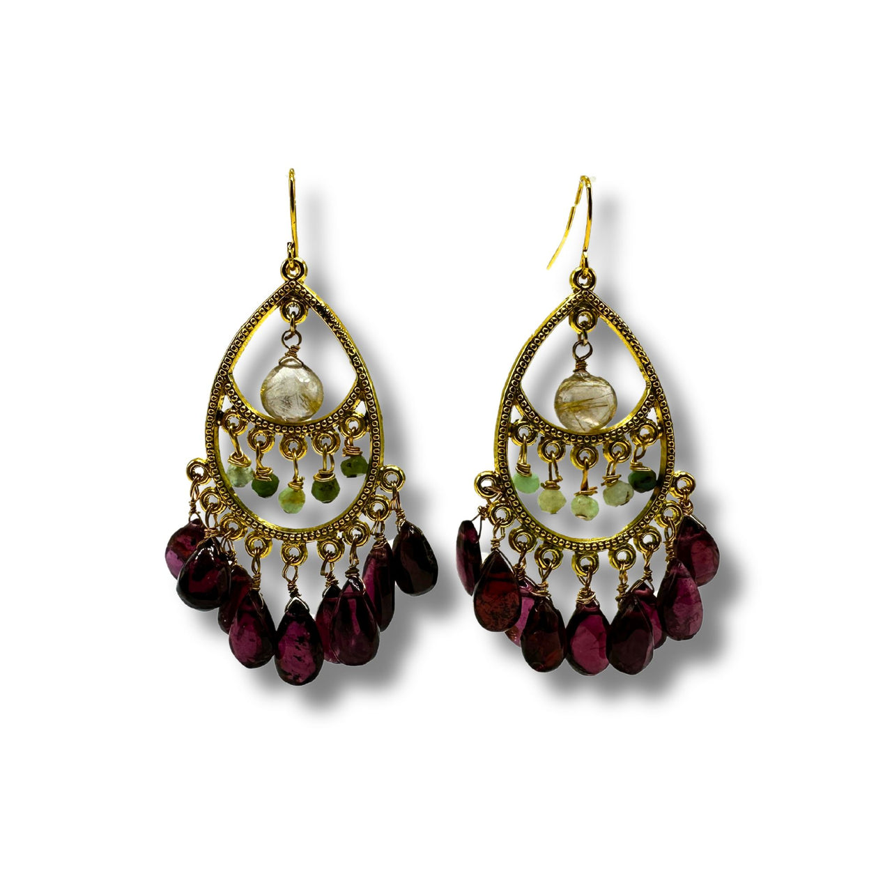 Joy Genuine Stone Bohemian Chandelier Earrings