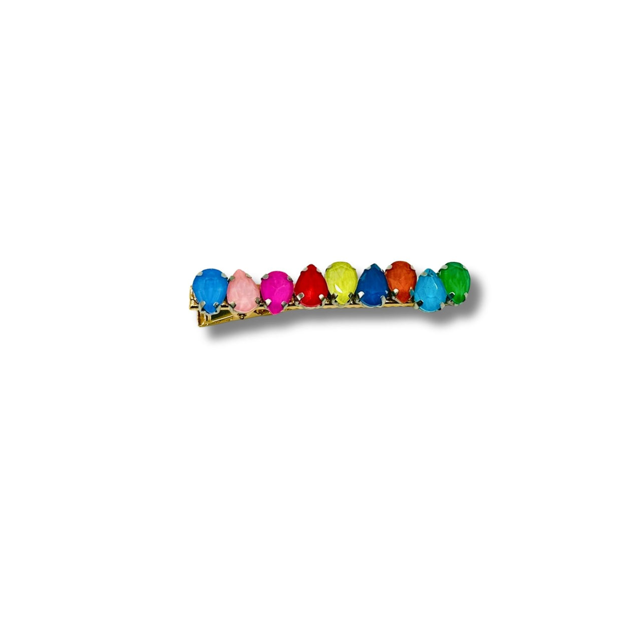 Handmade Multi Colored Pear Shaped Rhinestone Hair Clip