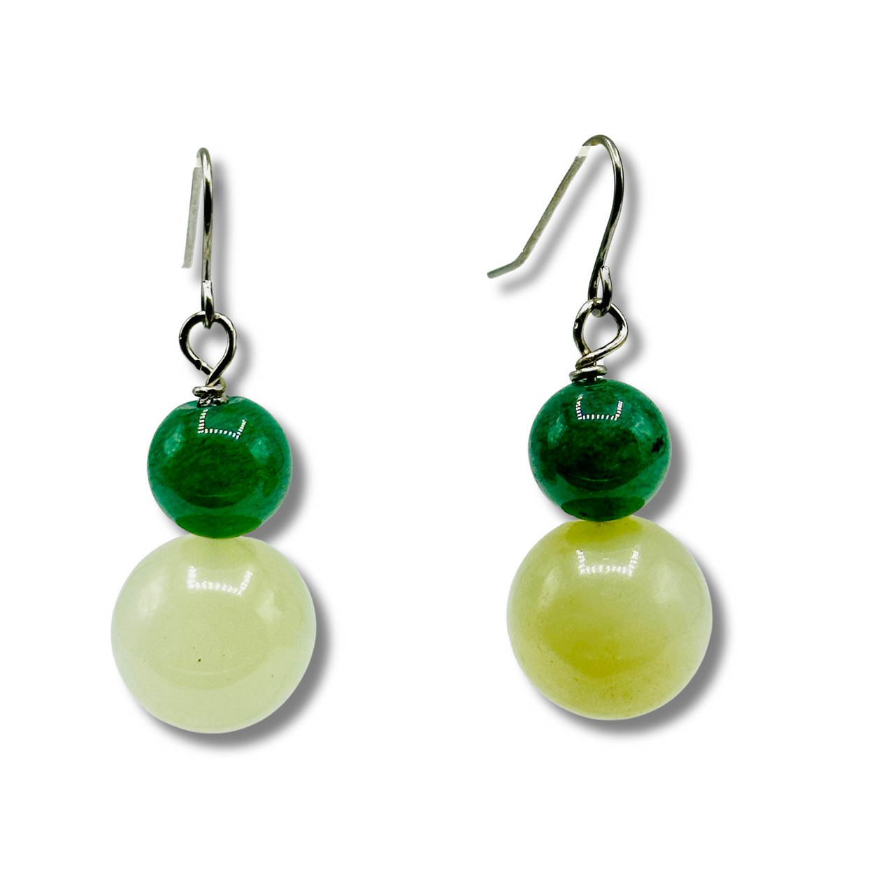 Green Jade and Agate Drop Earrings