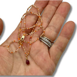 Dainty Golden Sunstone with Garnet Drop Pendant