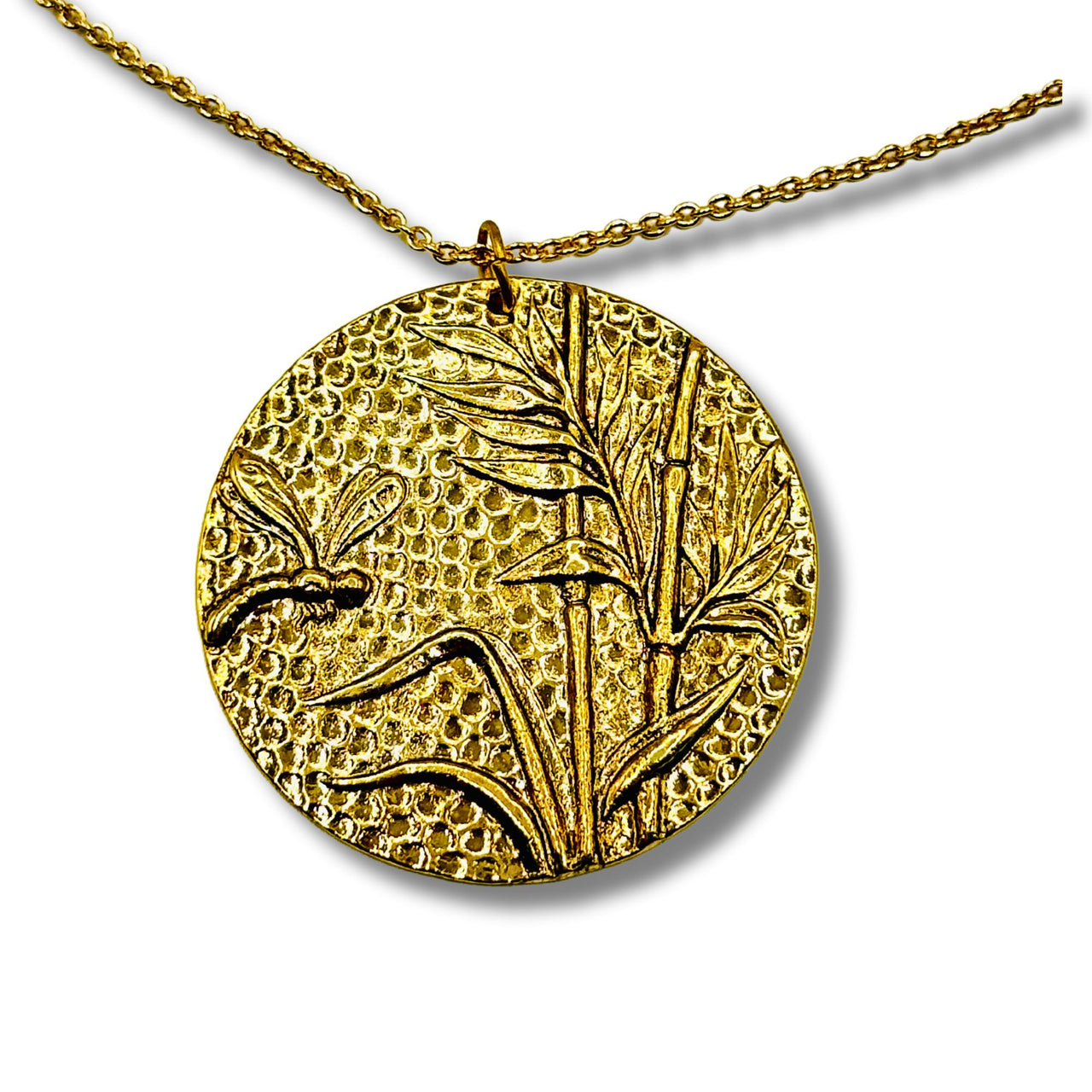 Nature Scene with Bee Circular Statement Pendant