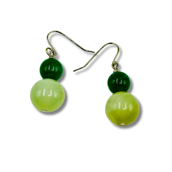 Green Jade and Agate Drop Earrings