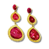 Ruby Bezel Set Dangle Earrings